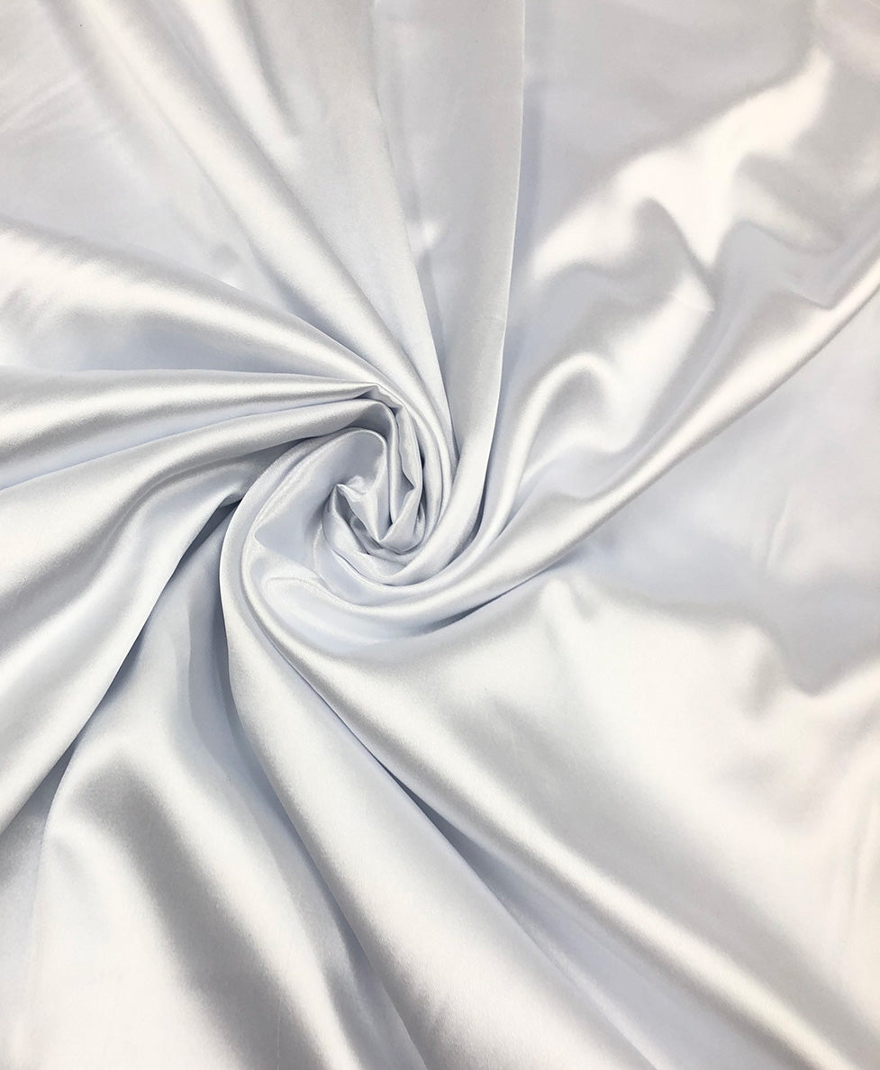 White; Stretch Polyester Charmeuse Fabric