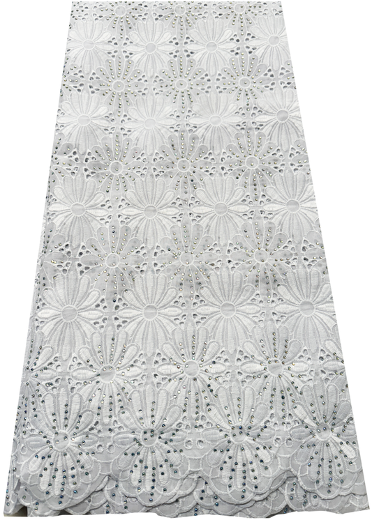 Swiss Voile Lace With Special Embroidery-White