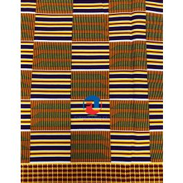 African Fabrics By the Yard - Kente - Orange, Blue, Deep Red, and White
