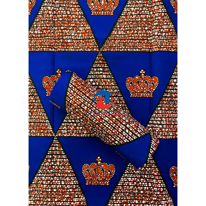 African Fabrics By the Yard - Kente - Orange, Blue, Deep Red, and White