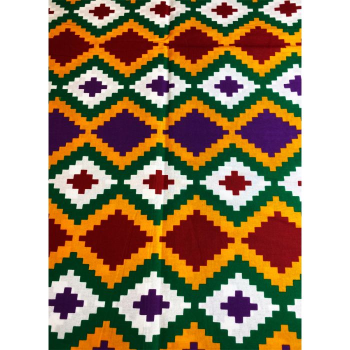 African Kente with Gold Metallic Cotton Fabric by The Yard