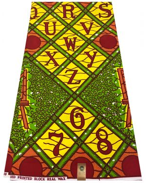 Book of Life- ABC African Wax Print- Apple-Green, Red-Orange, Yellow, White