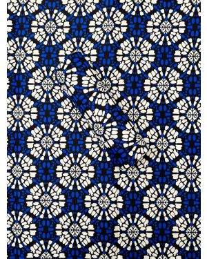 Polyester  Ankara Wrapper African Wax Prints Fabrics- Royal-Blue, Black, White