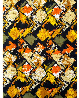 Polyester  Ankara Wrapper African Wax Prints Fabrics-Orange Olive-Green, White, Black, Golden-Brown, Black, Mocha