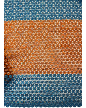 African Corded Lace / Gupuire Lace- Orange and Sky Blue with white sequins
