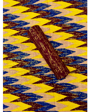 African Metallic Gold Kente Prints in Authentic Design- Metallic Gold,yellow, Burgundy, Royal-blue, Peach