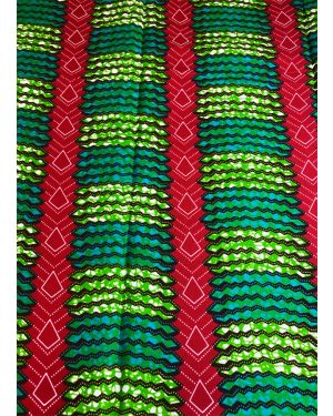 Veritable Wax Print High End Design-  Red, White, Lime-Green, Forest-Green, Burgundy