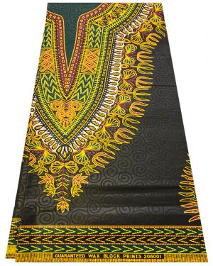 Angelina/Dashiki Print-Polished/Emboss- Dark-Brown, Forest-Green, Yellow-Gold, White, Red