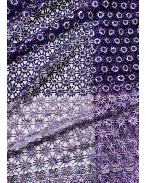 African Corded Lace / Gupuire Lace- Lilac and Purple with white sequins