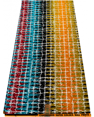 African Metallic Silver Kente Prints in Authentic Design- Metallic Silver, Black ,yellow, orange, red, Sky-blue