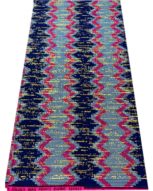 African Metallic Gold Kente Prints in Authentic Design- Metallic-Gold, Pink, Sky-Blue, Azure-Blue, White, Teal-Blue