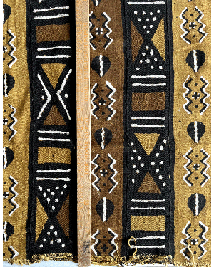 African Mudcloth Print & Leather Y Necklace  Brown, Yellow, Gold, Bla –  Cloth and Cord
