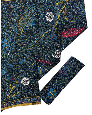 Super Quality Wax Print African Wrapper - Batik Design- Royal Blue, Red, White, Sky-Blue, Yellow