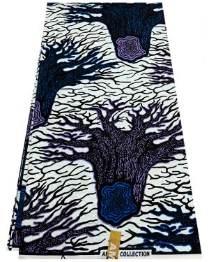 Exclusive Collection of African Wax Print- Purple Yam royal blue black White 