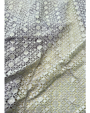 Authentic Design   Guipure Lace/ Corded Lace-White  with stone/sequins