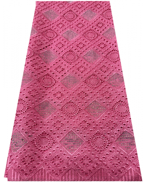 Swiss Voile Lace-  Pink with tiny stone