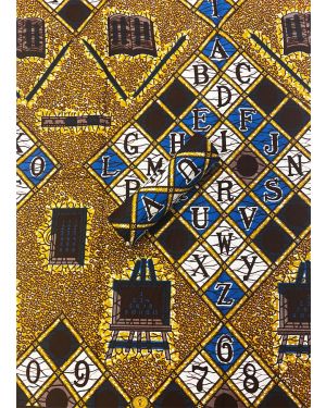 Book of Life- ABC African Wax Print-Golden-Brown, Royal-Blue, Chocolate-Brown, White