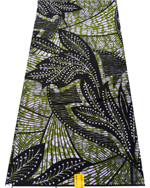 Guaranteed Wax  Prints Polycotton Wax - Black, Olive-Green, Lilac