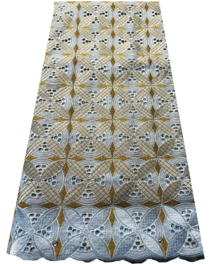 White and Gold Color Swiss Voile Lace 