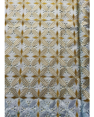 White and Gold Color Swiss Voile Lace 