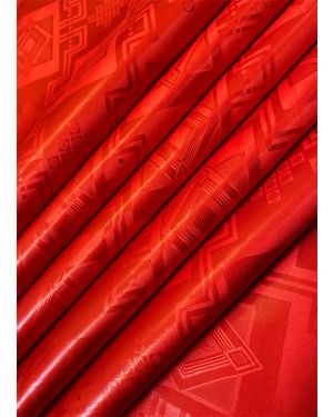 red color Bazin Brocade Fabric