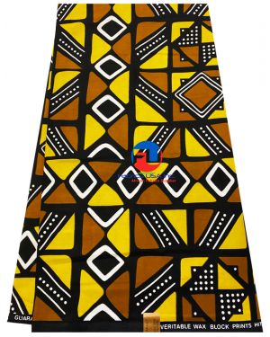 Mudcloth Design in African Wax Print - Brown, Black, Amber, White
