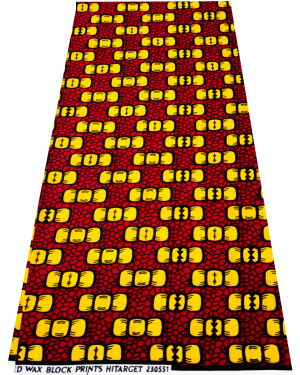 Guaranteed Wax Print-Bowtie Patten- Red, Yellow, Black