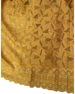 Swiss Voile Lace-  Gold with tiny stone