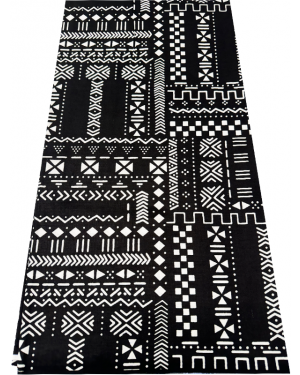 African Ankara Wrapper Wax Print- Black and White