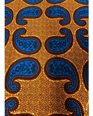 Paisley- Hitarget African Wax Print- Burgundy, Royal-Blue, White, Tangerine-Orange, Black