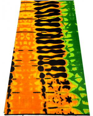 African Ankara Wrapper Wax Print- Orange, Green, Lime-green, Yellow, Black