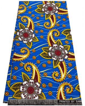 High End Cotton Blend African Wax -Royal-Blue, Gold, Dark-Brown, Red, White, 