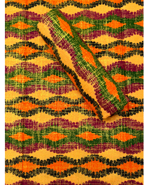 African Metallic Gold Kente Prints in Authentic Design- Metallic-Gold, Orange, Black, Green, Purple-Yam