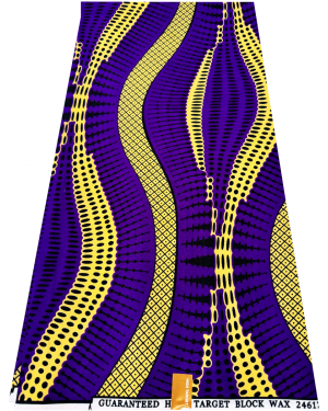 Elegant Design Polyester African Wax Print - Purple, Ivory Cream , Black