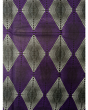 African Ankara Wrapper Wax Print-Purple, White Black,