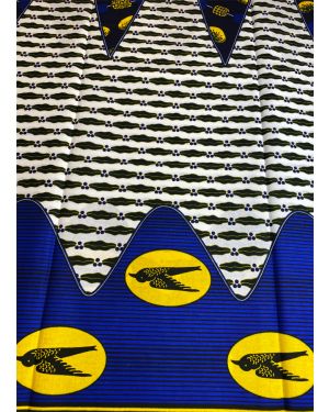 Patchwork African Wax Print  Fabrics- Yellow, White, Navy-Blue, Royal-Blue, Black
