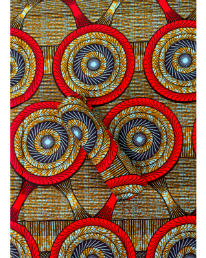 Cotton Polyester African Wax Prints Fabrics - Red, Dark-Blue, Black, Sky-Blue, Copper