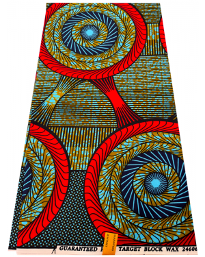 Cotton Polyester African Wax Prints Fabrics - Red, Dark-Blue, Black, Sky-Blue, Copper