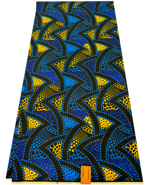 Polyester  High Quality Design African Wax-  Sky-Blue, Ivory-Cream, Black, Azure-Blue