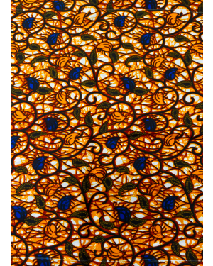  High Quality African Wax Print- Burnt-Orange, Royal-Blue, White, Yellow, Black, 