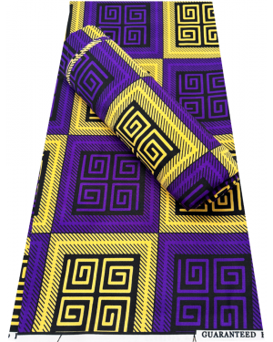 Exclusive Design African Wax Print-Purple, Black and Ivory Cream