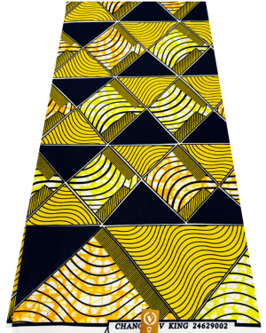 Exclusive Design Cotton Blend Wax Print- Dark-blue, Yellow, Orange, white, Black