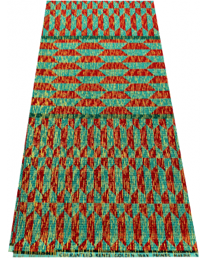 African Metallic Gold Kente Prints in Authentic Design- Mint Green, Orange, Metallic-Gold, Green