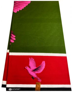Pink Dove in African Wax Print- Red, -Forest- Green, Black, White, Dark-Red, Pink