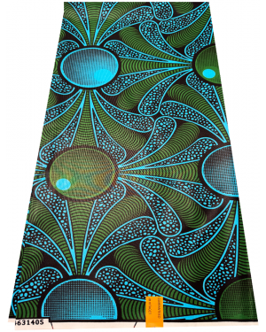 Cotton Blend High Quality Exclusive Design African Wax -Polished/Shiny-Sky-Blue, Forest-Green, Black 