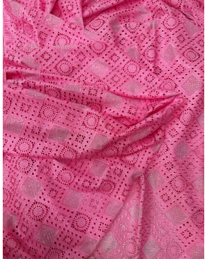 Swiss Voile Lace-  Pink with tiny stone