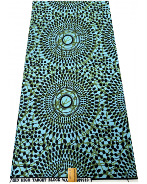 Polyester African Wax Prints Fabrics - Green, Sky-Blue, Black, Dark-Blue, 