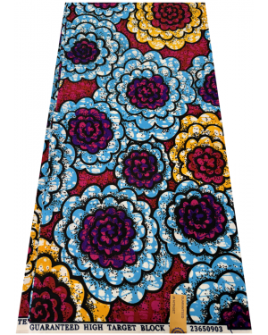 Polyester African Wax Prints Fabrics - Pink, Sky-Blue, White, Black, Orange, Red, Purple