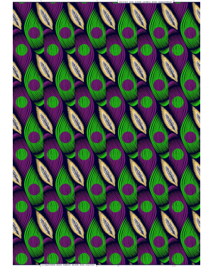 Veritable Polycotton Wax Print - Purple, Green, Dark-Blue, Black, White, Ivory-Cream
