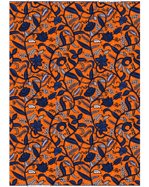 Cotton Polyester African Wax Prints Fabrics - Orange, Royal-Blue, White, Black, Dark-Blue